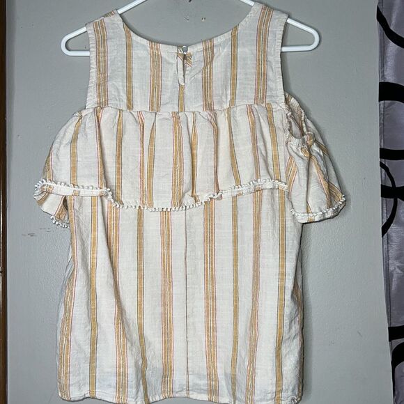 Maurices yellow stripe cold shoulder blouse medium - Picture 7 of 10